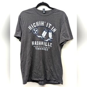Unisex Large Gray Short Sleeve Tee with Nashville Graphic Novelty Souvenir Gift